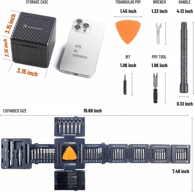 Alt view image 2 of 7 - 55-in-1 Magnetic Tool Cube Kit Precision Screwdriver Set Electronics Repair Kit for Laptop PC PS5 MacBook iPhone Switch Glasses and Home Appliances Carbon Fiber Pattern