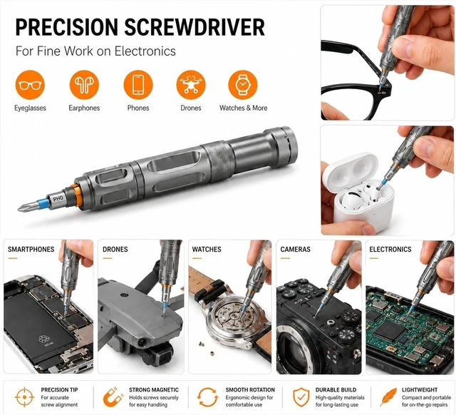 Alt view image 7 of 7 - 66 in 1 Magnetic Ratcheting Screwdriver Set with Detachable Handle