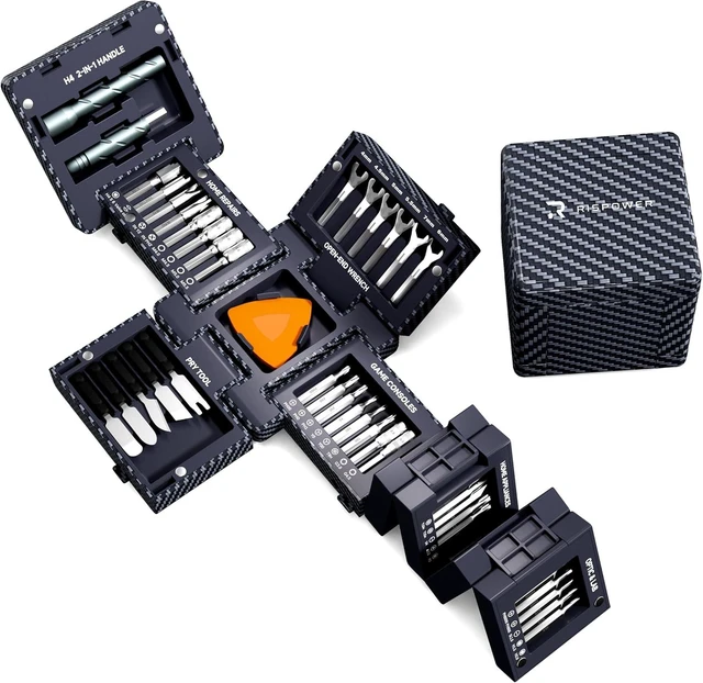Main image of 55-in-1 Magnetic Tool Cube Kit Precision Screwdriver Set Electronics Repair Kit for Laptop PC PS5 MacBook iPhone Switch Glasses and Home Appliances Carbon Fiber Pattern