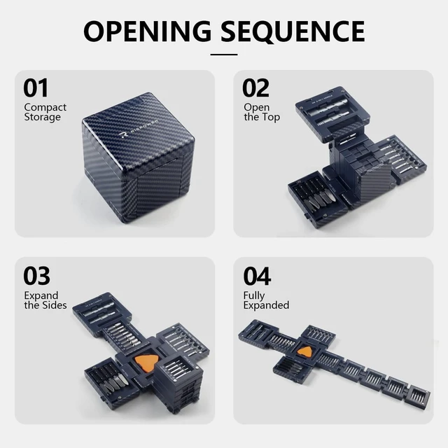 Alt view image 3 of 7 - 55-in-1 Magnetic Tool Cube Kit Precision Screwdriver Set Electronics Repair Kit for Laptop PC PS5 MacBook iPhone Switch Glasses and Home Appliances Carbon Fiber Pattern