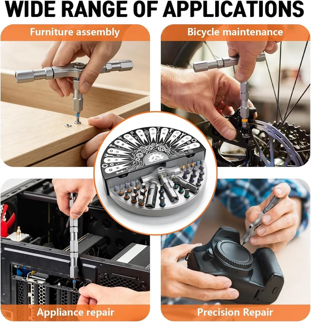 Alt view image 6 of 6 - Ratchet Screwdriver Set 37-in-1 Precision Magnetic Screwdriver Tool Kit with Specialty Bits & Multi-Angle Modular Handle Semi-Circle Portable Case for PC Electronics Furniture Bike Repair