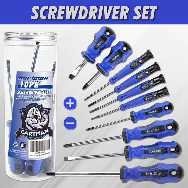 Alt view image 3 of 6 - 10-Piece Magnetic Screwdriver Set Phillips And Flat Hand Tools Set