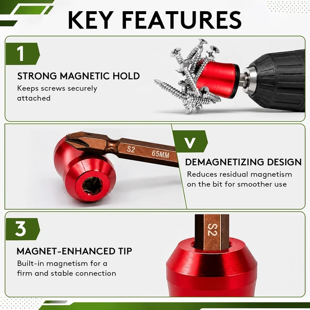 Alt view image 4 of 7 - 3PCS Magnetic Screw Holder Ring 4PCS PH2 Hex Screwdriver Bit Set DIY Repair