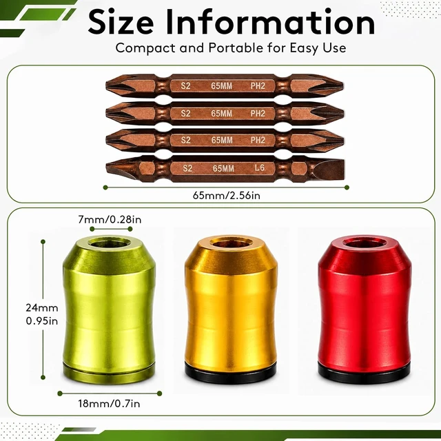 Alt view image 2 of 7 - 3PCS Magnetic Screw Holder Ring 4PCS PH2 Hex Screwdriver Bit Set DIY Repair