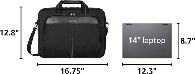 Alt view image 3 of 7 - 15-16 Inch Slim Lightweight Laptop Briefcase Black - Messenger and Shoulder Bag with Padded Compartment and Trolley Strap for 16 Laptops (TCT027US)