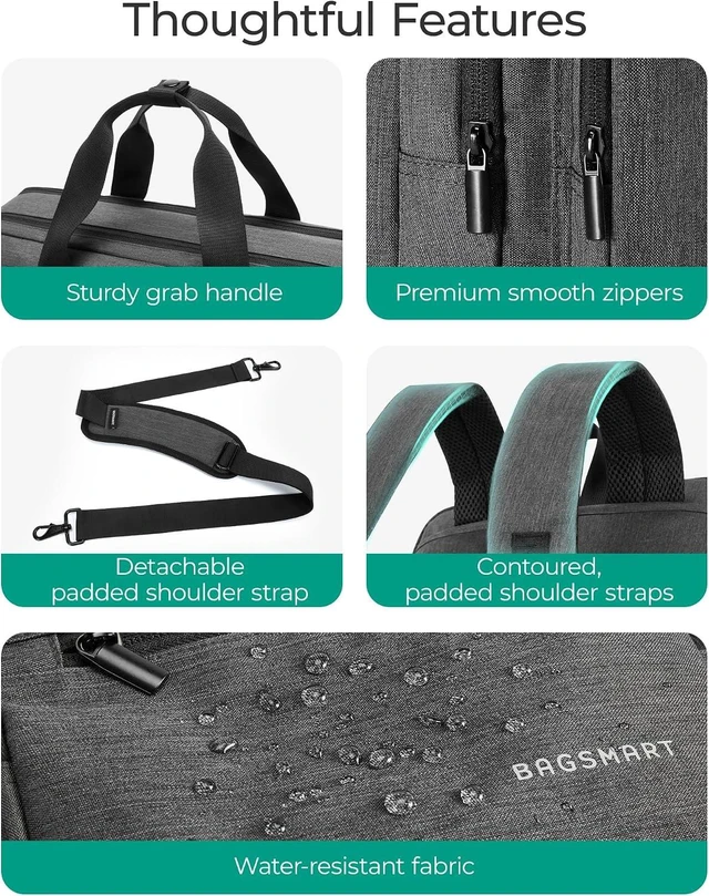 Alt view image 6 of 6 - 3 In 1 Laptop Bag for Men Computer Briefcase 17.3 Inch Laptop Water-Repellent Shoulder Bag Computer Bag Business Travel Office Black