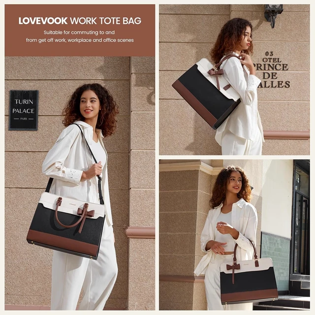 Alt view image 2 of 7 - Laptop Tote Bag for Women Leather Work Bag Waterproof Business Teacher Bag Large Computer Handbag Purse Briefcase Office Gifts for Women