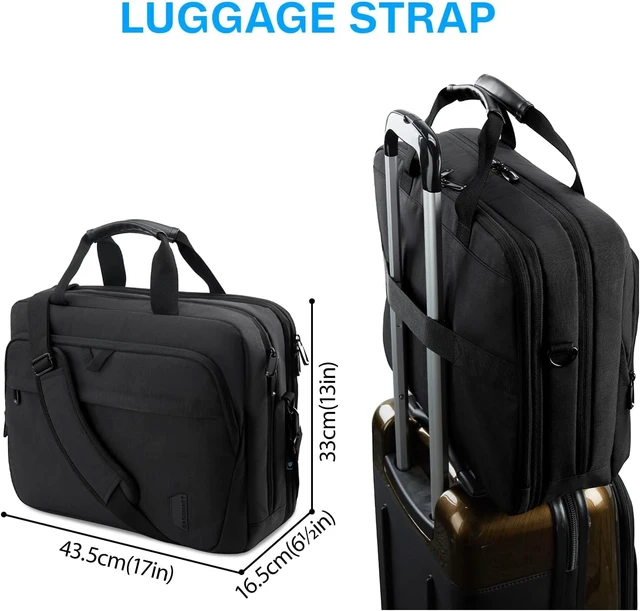 Alt view image 6 of 7 - 17.3 Inch Laptop Bag Expandable Computer Bag Briefcase Black