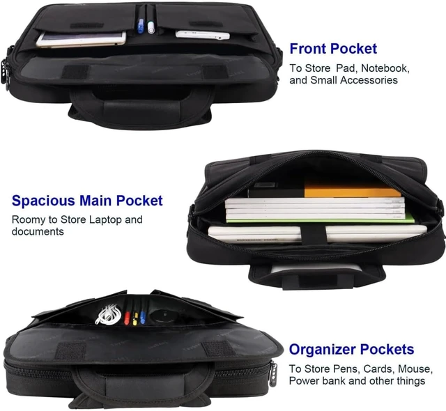 Alt view image 4 of 7 - Laptop Bag 15.6 Inch Business Briefcase Gifts for Men Women Black