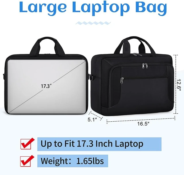 Alt view image 4 of 7 - Laptop Bag 17.3 Inch Laptop Briefcase for Men Work Laptop Case Computer Bag