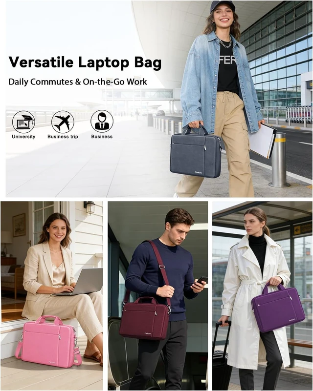 Alt view image 3 of 7 - 17 17.3 Inch Laptop Bag Case Women Men Compatible with OmniBook Envy Omen Pavilion/ Gram/ Inspiron Precision/Yoga ThinkPad Carrying Briefcase Messenger Computer Bag 18 inch Grey