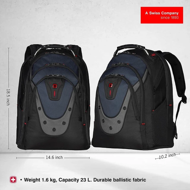 Alt view image 2 of 6 - Ibex 17 inch Laptop Backpack Mens and Womens Laptop Bag Black/Gray/Blue