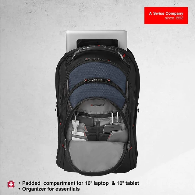 Alt view image 4 of 6 - Ibex 17 inch Laptop Backpack Mens and Womens Laptop Bag Black/Gray/Blue