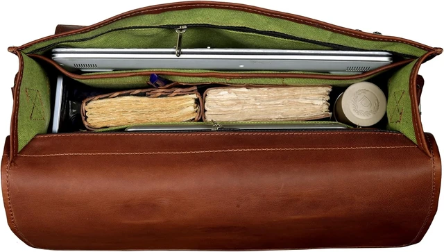 Alt view image 7 of 7 - 18 Inch Buffalo Leather Laptop Briefcase for Men Vintage Handmade Leather Messenger Bag for Work Travel & Business Rustic Brown Full Grain Best Computer Satchel School distressed Bag