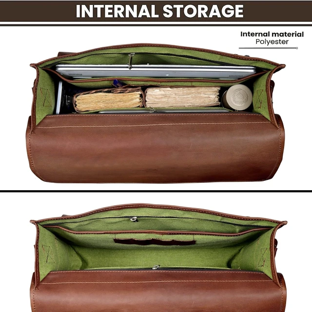 Alt view image 4 of 7 - 18 Inch Buffalo Leather Laptop Briefcase for Men Vintage Handmade Leather Messenger Bag for Work Travel & Business Rustic Brown Full Grain Best Computer Satchel School distressed Bag