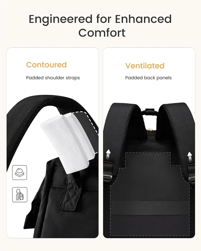 Alt view image 6 of 7 - Laptop Backpack for Women with Giant Tumbler Holder Pocket 15.6 inch Waterproof Travel Backpack Purse Computer Laptop Bag Professional Work College Nurse Teacher Backpack Casual Daypack Black
