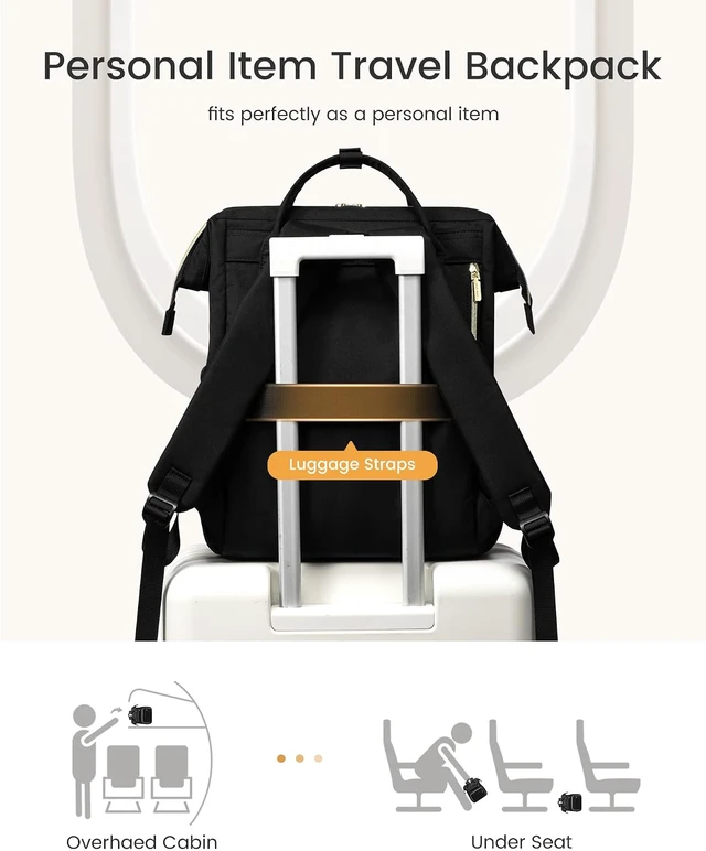 Alt view image 7 of 7 - Laptop Backpack for Women with Giant Tumbler Holder Pocket 15.6 inch Waterproof Travel Backpack Purse Computer Laptop Bag Professional Work College Nurse Teacher Backpack Casual Daypack Black