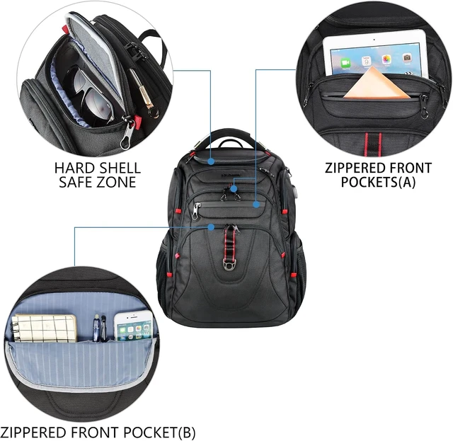 Alt view image 3 of 7 - Laptop Backpack 17.3 Inch XL Computer Backpack for Men/Women-Black