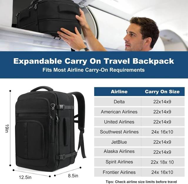Alt view image 2 of 7 - Carry On Backpack Expandable Travel Backpack for Men with Water Resistant