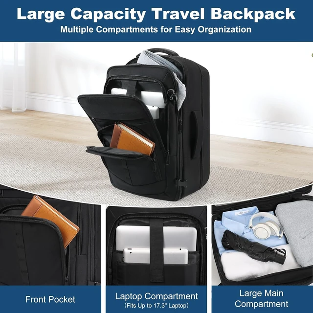 Alt view image 3 of 7 - Carry On Backpack Expandable Travel Backpack for Men with Water Resistant