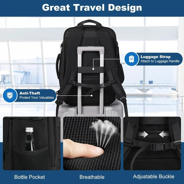 Alt view image 5 of 7 - Carry On Backpack Expandable Travel Backpack for Men with Water Resistant