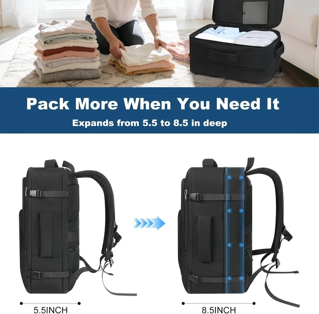 Alt view image 4 of 7 - Carry On Backpack Expandable Travel Backpack for Men with Water Resistant