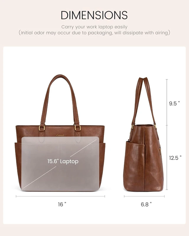 Alt view image 5 of 6 - Work Tote Bags for Women Vintage Leather 15.6 Inch Laptop Bag with Large Cup Holder Teacher Nurse Medical Professional Computer Bag Office Briefcase Handbag Gift