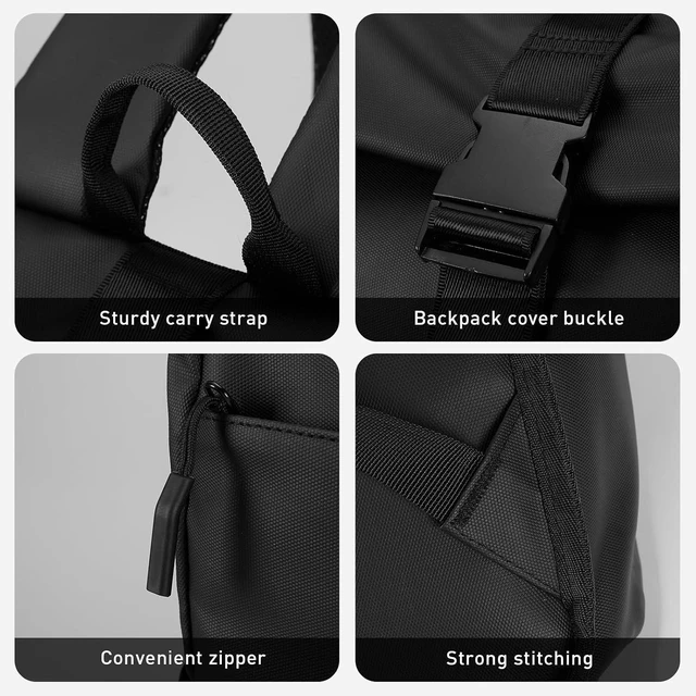 Alt view image 4 of 7 - Laptop Rolltop Backpack for Men-Water Resistant Bookbag Traveling Daypack