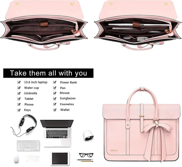 Alt view image 4 of 7 - Laptop Bag for Women 15-15.6 inch PU Leather Laptop Shoulder Bags