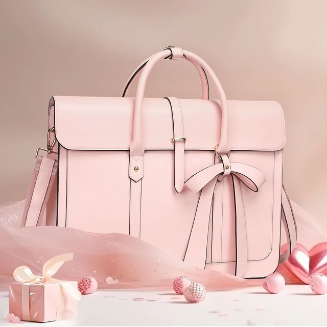Alt view image 3 of 7 - Laptop Bag for Women 15-15.6 inch PU Leather Laptop Shoulder Bags