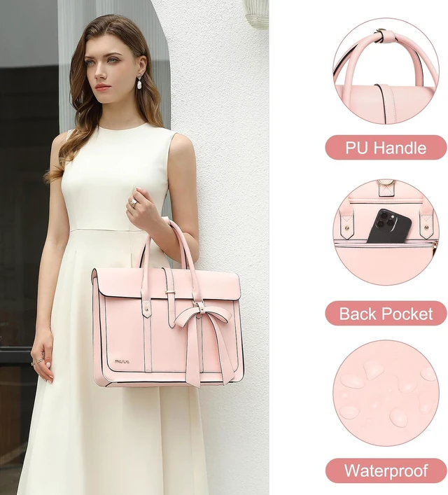 Alt view image 6 of 7 - Laptop Bag for Women 15-15.6 inch PU Leather Laptop Shoulder Bags