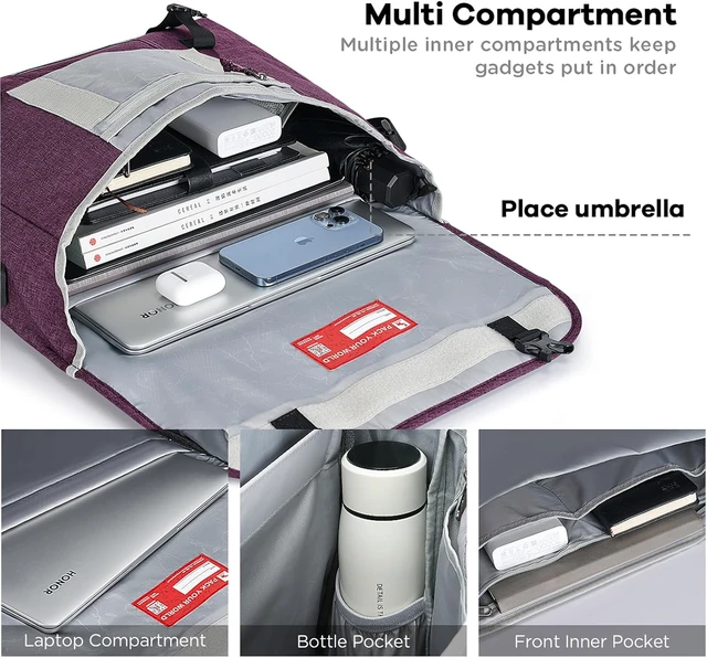 Alt view image 4 of 6 - Messenger Bag for Women and Men 14/15.6/17 Inch Laptop Crossbody Bag