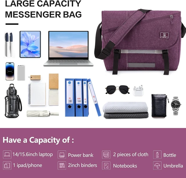 Alt view image 5 of 6 - Messenger Bag for Women and Men 14/15.6/17 Inch Laptop Crossbody Bag