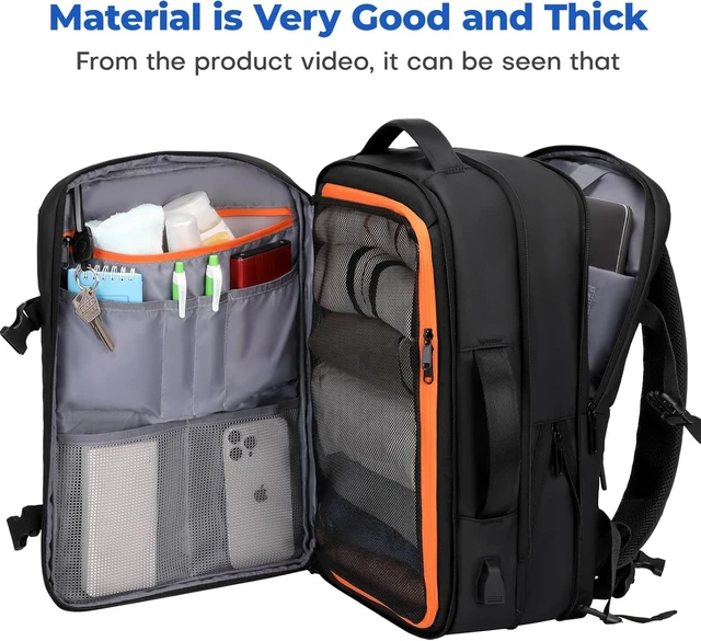 Alt view image 2 of 6 - Carry On Travel Backpack Flight Approved for Men Women Black