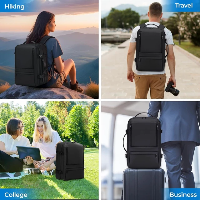 Alt view image 6 of 6 - Carry On Travel Backpack Flight Approved for Men Women Black