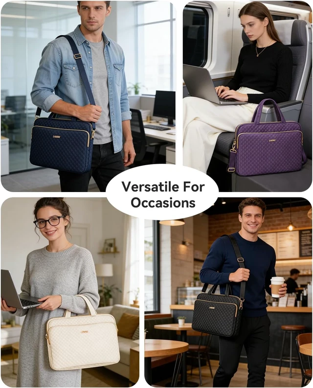 Alt view image 2 of 7 - Laptop Bag Case for Women Men Messenger Briefcase Bag 15.6 16 Inch