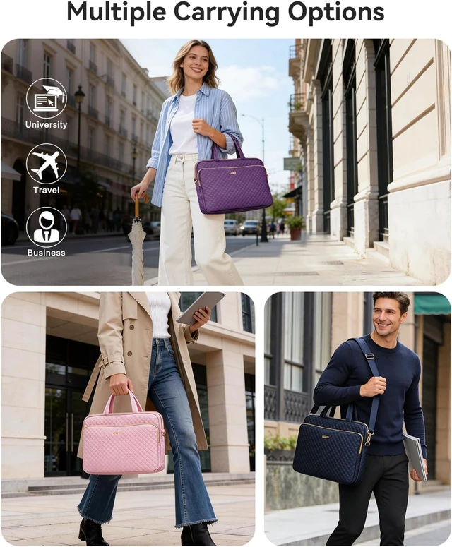 Alt view image 4 of 7 - Laptop Bag Case for Women Men Messenger Briefcase Bag 15.6 16 Inch