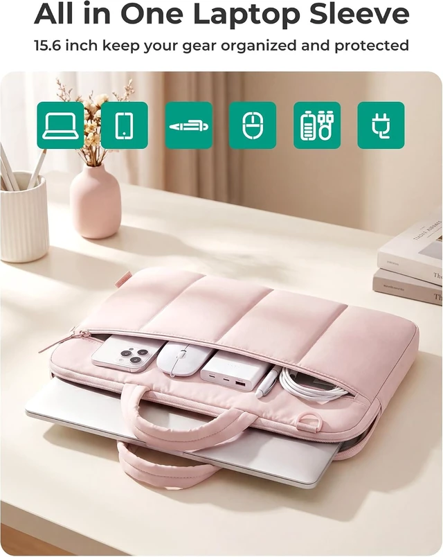 Alt view image 4 of 7 - 15.6 Inch Laptop Sleeve with Handle Slim Protective Case for Women