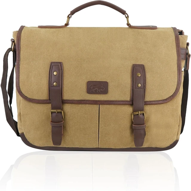 Main image of Vintage Canvas Messenger Bag for Men Laptop Briefcase for Work & Travel Multi-Pocket Crossbody Bag