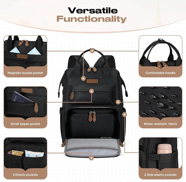 Alt view image 4 of 7 - 15.6-17.3 Laptop Backpack with Lunch Box Work Bag for Women Men
