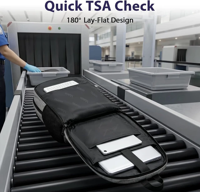 Alt view image 3 of 7 - Travel Laptop Backpack 17 Inch TSA Approved Carry On Work Bag