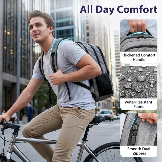 Alt view image 7 of 7 - Travel Laptop Backpack 17 Inch TSA Approved Carry On Work Bag