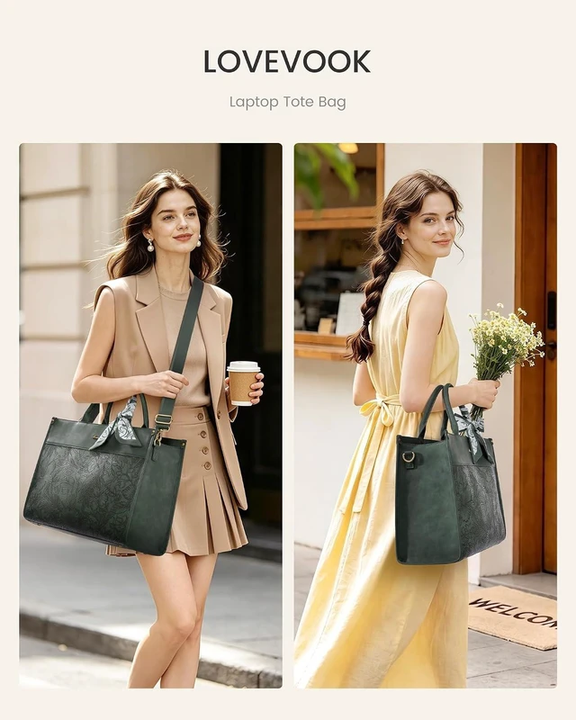 Alt view image 2 of 7 - Laptop Tote Bag for Women Vintage Work Bag with Large Cup Holder