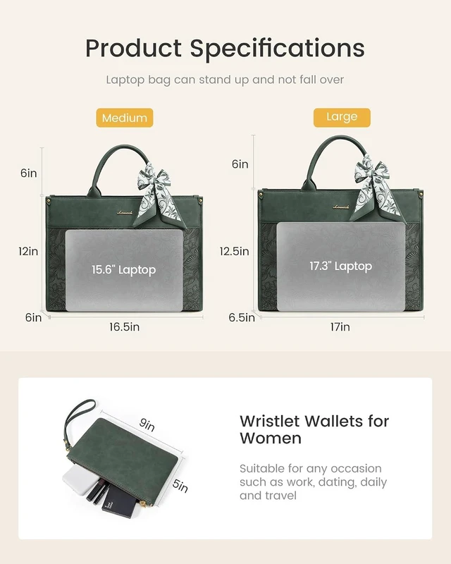 Alt view image 6 of 7 - Laptop Tote Bag for Women Vintage Work Bag with Large Cup Holder