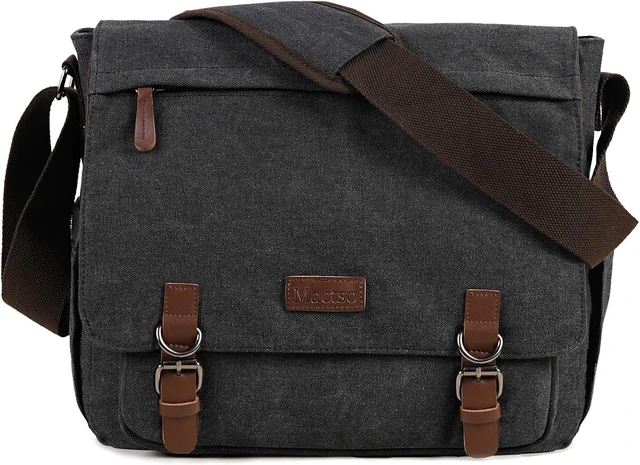 Main image of Vintage Messenger Bag 15.6 Inch Laptop for Men Women Large Travel Crossbody Shoulder Purse Canvas Briefcase Work College