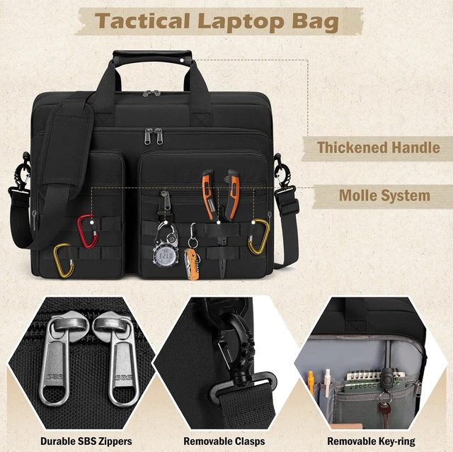 Alt view image 3 of 6 - Tactical 15.6-17.3 In Laptop Bag for Men Messenger Briefcase