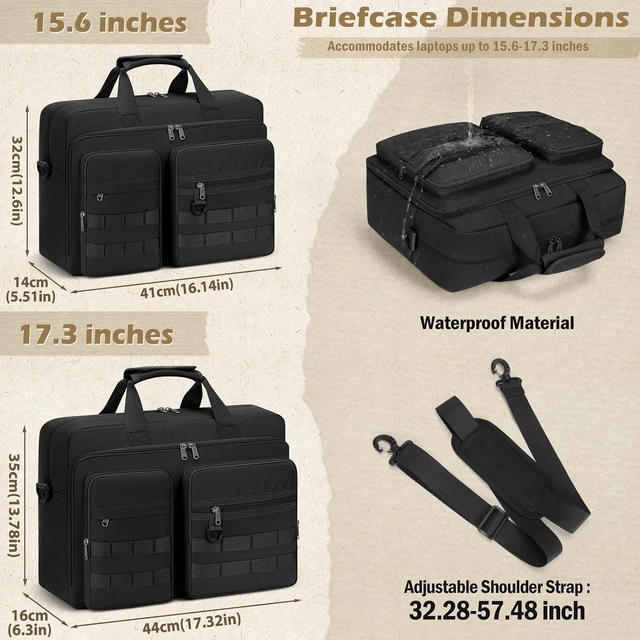 Alt view image 5 of 6 - Tactical 15.6-17.3 In Laptop Bag for Men Messenger Briefcase