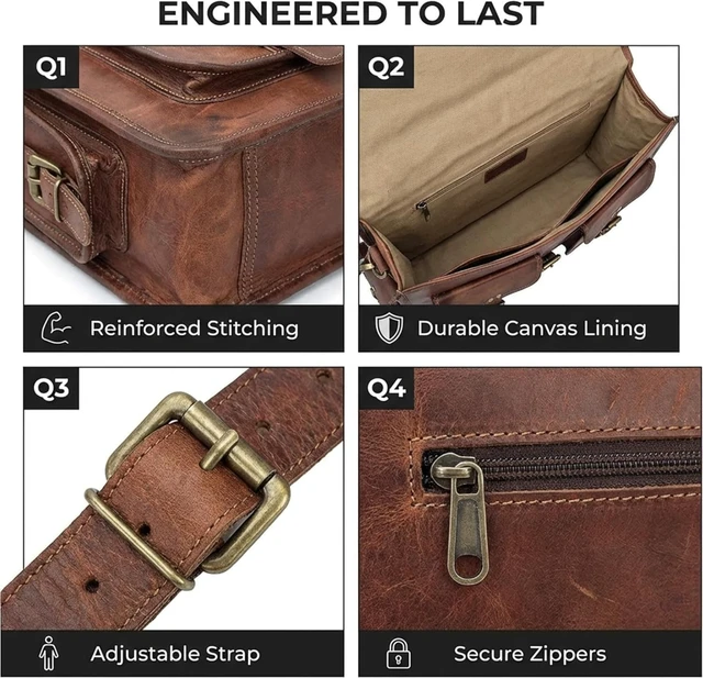 Alt view image 5 of 7 - Cuero DHK 16 Inch Vintage Handmade Leather Messenger Bag Laptop Briefcase Computer Satchel Bag for Men & Women (16 Inch Medium)