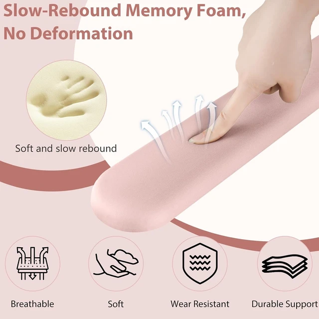 Alt view image 4 of 7 - Mouse Pad and Keyboard Wrist Rest 3-in-1 Gel Memory Foam Ergonomic Mouse Pad with Wrist Rest Set Gaming Mousepad Arm Cushion Support for Computer Office Desk Accessories Cute Setup Pink