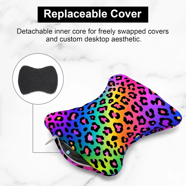 Alt view image 4 of 7 - Ergonomic Wrist Rest Bean Bag 5.9 x 4.7 Inch Soft Breathable Bead Cushion for Computer Mouse Laptop PC Gaming Removable Printed Cover Desk Decor Gift Rainbow Leopard